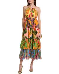 FARM Rio - Colorful Mixed Prints Tiered Maxi Dress - Lyst