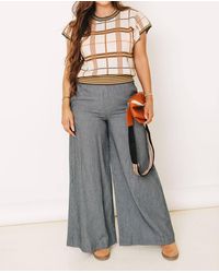 Eesome - Maritime Washed Pinstriped Wide Leg Pants - Lyst