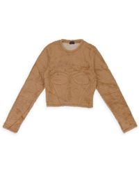CALLIPYGIAN - Textured Bustier Camel Long Sleeve T-Shirt - Lyst