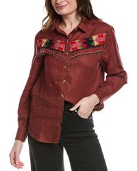 FARM Rio - Beaded Fringe Linen Shirt - Lyst