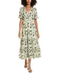 Max Studio - V-Neck Flutter Sleeve Midi Dress - Lyst