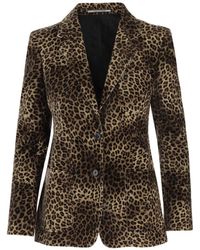 Tagliatore - Cupro Jacket With Leopadrata Pattern - Lyst