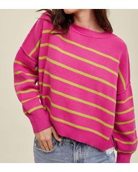 Wishlist - Magenta & Lime Relaxed Sweater W/side Slits - Lyst