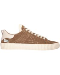 Springa - Taupe Wavy Suede Sneakers - Lyst