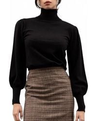 Blu Pepper - Solid High Turtle Neck Long Sleeve Knit Top - Lyst