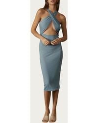 Endless Blu. - Cross-Front Cutout Stretch-Modal Midi Dress - Lyst