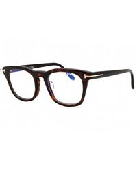 Tom Ford - Eyeglasses Square Full Rim, Dark Havana Frame And Clear Light Block Lens Ft5870-F-B052 - Lyst