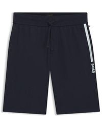 BOSS - Cotton-Terry Shorts With Contrast Stripe And Logo - Lyst