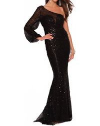 Dave & Johnny - One Shoulder Long Sleeve Prom Dress - Lyst