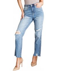 Judy Blue - High Rise Rigid Magic Destroy Slim Straight Leg Jeans - Lyst