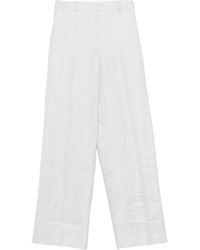 Theory - Linen Blend Houndstooth Trousers - Lyst
