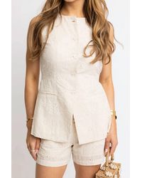 Karlie - Neutral Eyelet Button Vest - Lyst