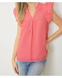 And The Why - Sheer Gridded Baby Doll Ruffled Top - Lyst