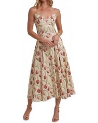 Bone - Romantic Tulip Print Midi Dress - Lyst