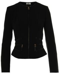 Elisabetta Franchi - Double Crêpe Jacket With Zip Details - Lyst