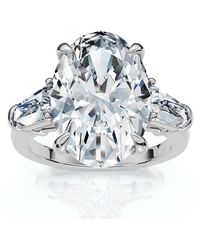 Pompeii3 - Certified 4 1/3Ct Oval & Baguette Diamond Engagement Ring 14K/Pt Lab Grown - Lyst