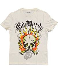 Ed Hardy - Flame Skull Rhinestone Short Sleeve Tee - Lyst