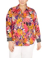 Ruby Rd. - Plus Floral Print Collared Blouse - Lyst