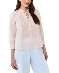 Bella Dahl - 3/4-Sleeve Tie-Neck Blouse - Lyst