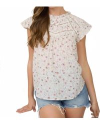 Blu Pepper - Floral Ruffle Detail Line Lace Yoke Top - Lyst