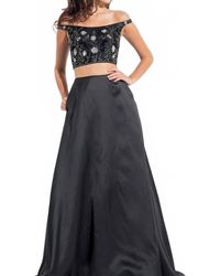 Rachel Allan - Floral Embroidered Two-Piece Mikado Gown - Lyst