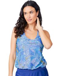 Free Country - Double Strap Cut Out Blouson Tankini Top - Lyst