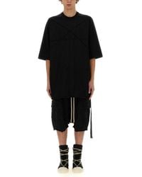 Rick Owens - Oversized Cotton T-Shirt With Geometric Design And Relaxed Fit - Lyst