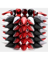Fashnzfab - 5-Row Spike Cone Stud Stretch Bracelet, Hematite, Rhodium - Lyst