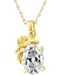 Pompeii3 - 1 Ct Oval Diamond Solitaire Pendant Lab Grown Floral Necklace - Lyst