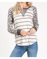 Shirley Stone - Carol Leopard & Striped Raglan Top - Lyst