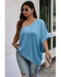TRUEDAMES - Plus One Shoulder Solid Casual Loose Fit Shirt - Lyst