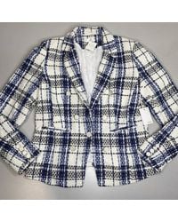 ecru - Tweed Double Breasted Plaid Blazer - Lyst