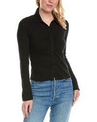Stateside - 2x1 Rib Henley Collared Bell-sleeve Top - Lyst