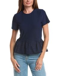 Cece - Embroidered Peplum Knit Top - Lyst