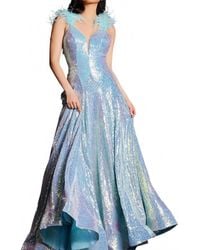 Jovani - Feather Straps V-Back Prom Gown - Lyst