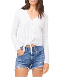 1.STATE - Button Down Tie Front Thermal Top - Lyst