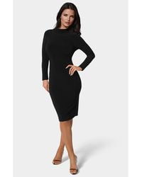 Bebe - Low Back Mock Neck Long Sleeve Midi Dress - Lyst