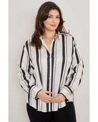 TRUEDAMES - Plus Size Vertical Stripe Button Down Blouse - Lyst