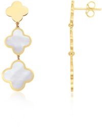 The Lovery - Mother Of Pearl Graduating Clover Dangle Earrings - Lyst