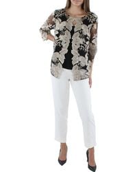 Alex Evenings - Lace Overlay Embroidered Blouse - Lyst