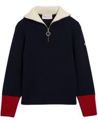 Ami Paris - Ribbed Knit Sweater With Color-Block Design - Lyst