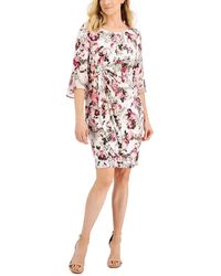Connected Apparel - Petites Floral Print Above Knee Sheath Dress - Lyst