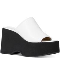 MICHAEL Michael Kors - Dabney Faux Leather Slip-on Platform Sandals - Lyst