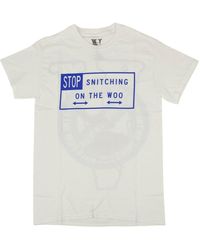 Vlone(GOAT) - X Pop Smoke 'stop Snitching' Short Sleeves T-shirt - White/blue - Lyst