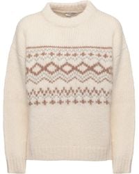Peserico - Alpaca Blend Sweater With Geometric Pattern And High Neck - Lyst