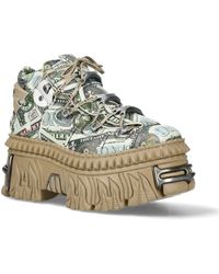 New Rock - M-106Wall-C49 Dollar Bill Print Leather Platform Ankle Boots - Lyst