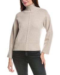 Forte - Luxe Rib Trim Mock Cashmere Sweater - Lyst