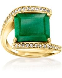 Ross-Simons - Emerald Bypass Ring With Topaz - Lyst