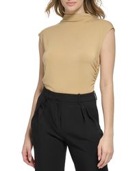 Calvin Klein - Mock Neck Cap Sleeve Pullover Top - Lyst