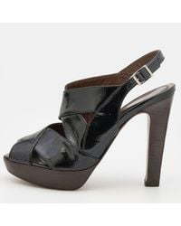 Marni - Patent Leather Slingback Platform Sandals - Lyst